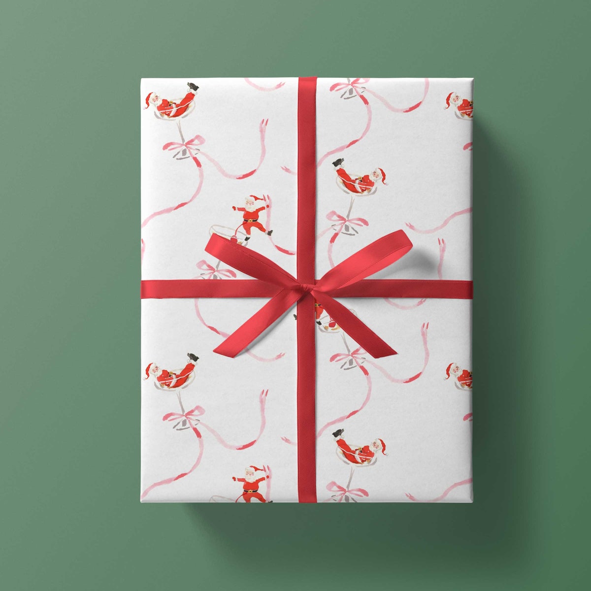 Holiday Wrap: Bubbly Claus {christmas, Holiday, Birthday, Gift Wrap, Wrapping Paper} Skiiers - Etsy