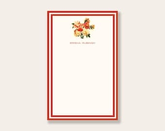 Personalized Notepad: Red Dahlia {Paper Notepad, To Do List, Realtor, Closing Gift, Office Supplies, Grocery List} Fall 2024