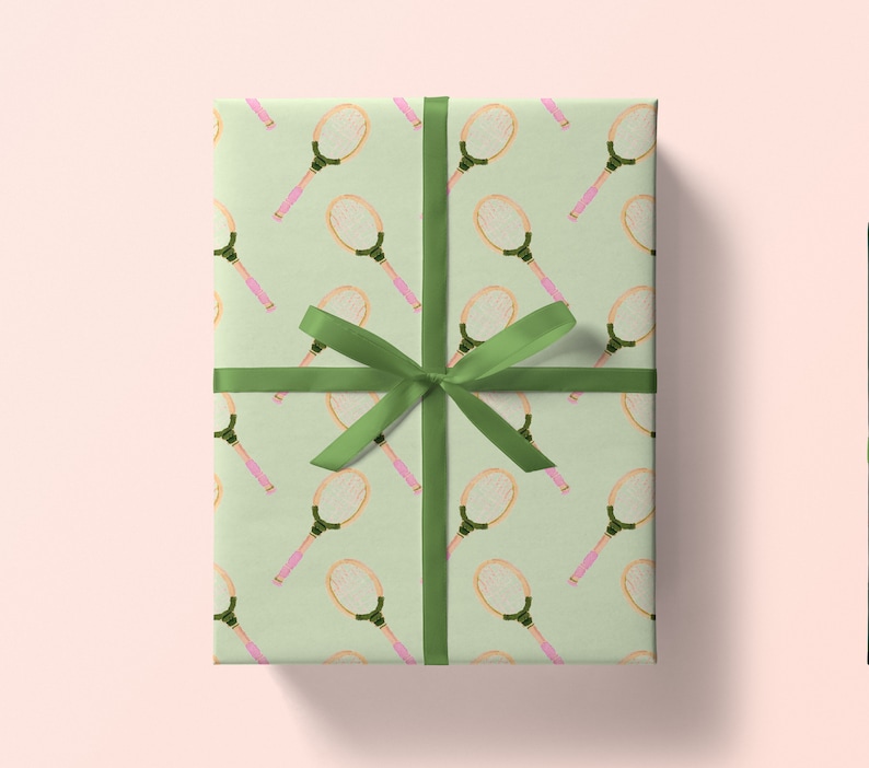 Wrapping Paper: Tennis Racquet Christmas, Holiday, Birthday, Gift Wrap image 1