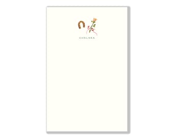 Horseshoe & Rose Personalized Notepad – Equestrian List Pad, Rustic Farmhouse Stationery, Hostess Gift