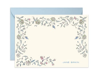 Frenchie Vine Stationery {Stationary Notecards, Personalized, Watercolor, Monogram, Custom, Girly}