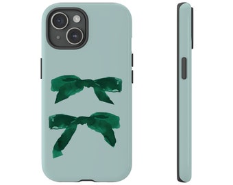 Green Velvet Bow Phone Case (iPhone 15, Samsung, Google Pixel)