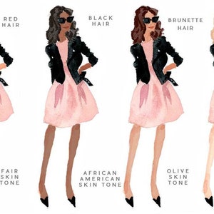 Custom Stationery Girl: Leather & Blush {Stationary Notecards, Personalized, Watercolor, Custom, Fashion Drawing, Girly}