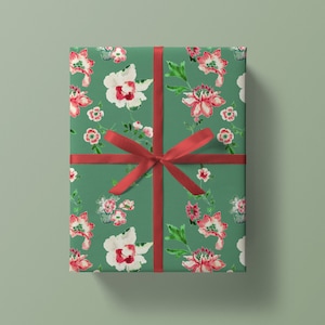 Christmas Wrapping Paper: Green Holiday Chinoiserie {Christmas, Holiday, Birthday, Gift Wrap}