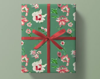 Christmas Wrapping Paper: Green Holiday Chinoiserie {Christmas, Holiday, Birthday, Gift Wrap}