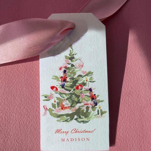 Personalized Christmas Gift Tags – Nutcracker Tree Vintage Holiday Tags Custom Christmas Label