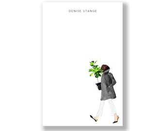 Personalized Notepad, Fashion Illustration Notepad, Custom Name Notepad, Plant Lover Gift, Chic Stationery for Her, Personalized Gift