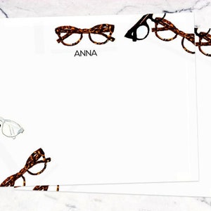 Cute Personalized Stationery Set: Glasses Galore Stationary Stationary Notecards, Personalized, Watercolor, Custom, Fashion Drawing, Girly image 1