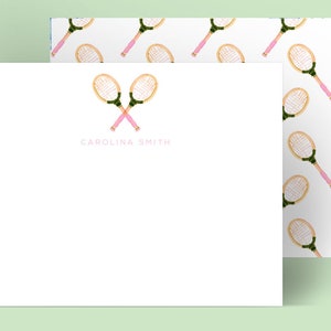 Personalized Stationery: Tennis Racquet {Stationary Notecards, Personalized, Watercolor, Monogram, Custom, Fashion Drawing, Girly}