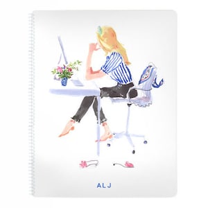 Personalized 8.5x11 Notebook: Sitting in Stripes {Illustrated Notebook, Fashion Notebook, spiral Journal}