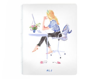 Personalized 8.5x11 Notebook: Sitting in Stripes {Illustrated Notebook, Fashion Notebook, spiral Journal}