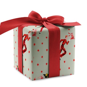 Holiday Wrap: Bellboy Green and Red {Christmas, Holiday, Birthday, Gift Wrap, Wrapping Paper} Skiiers (Holiday Hotel)