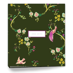Heirloom Binder Glossy Personalized Binder: Olive Peacock Chinoiserie (Heirloom Quality Hardcover)