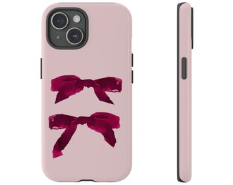 Burgundy Velvet Bow Phone Case (iPhone 15, Samsung, Google Pixel)