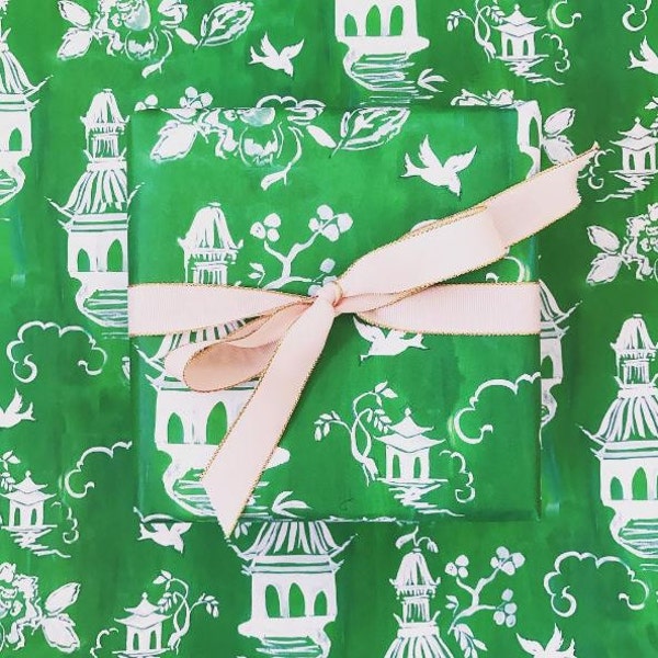 Green and White Wrapping Paper Etsy