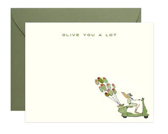 Olive Vespa Personalized Note Cards with Envelopes | Birthday Card Set | Notecard | Gift for Her | Travel Bridesmaid Gift