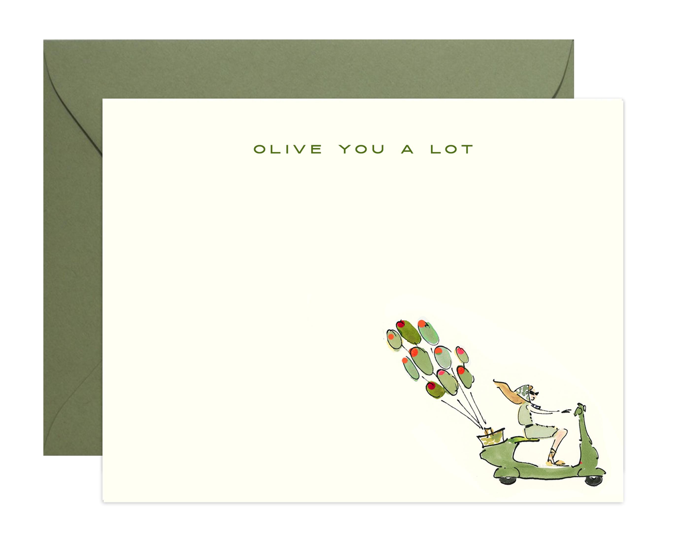 Olive Vespa Personalized Note Cards With Envelopes | Birthday Card Set ...