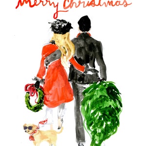 Holiday Christmas Cards: Christmas Couple Chihuahua Fashion Christmas Card }
