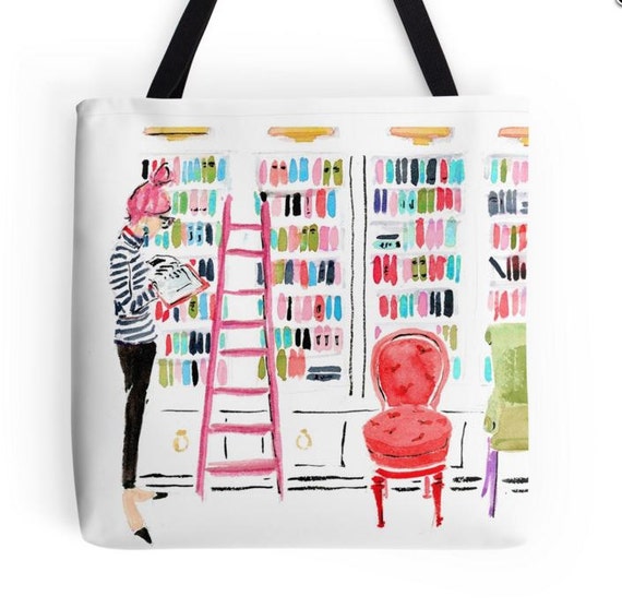 in the Library cute Tote Book Bag Book 