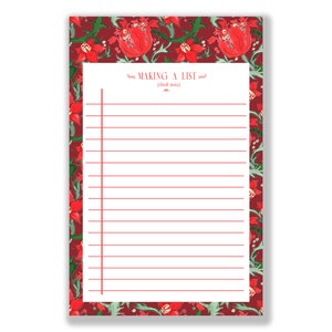 Urlaub Checkliste Notizblock: Cranberry Nouveau Floral