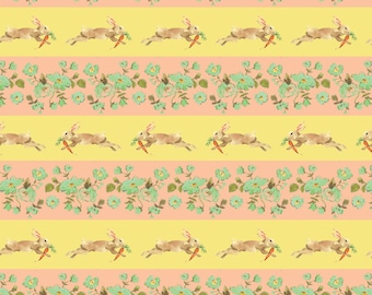 Bunnies and Chintz Yellow Wrapping Paper {Christmas, Holiday, Birthday, Gift Wrap}