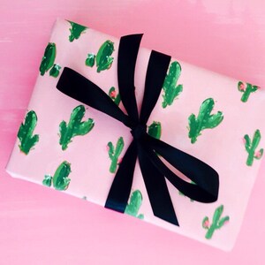 Cute Wrapping Paper: Cactus Desert print (pink and green wrapping paper) {Christmas, Holiday, Birthday, Gift Wrap} image 3