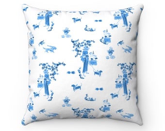 Dachshunds in Paris Toile Pillow