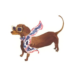 Art Print: Dachshund {Cute Wall Art, Home Decorating, Original Painting, Watercolor, Apartment Decor, Apartment Decor}