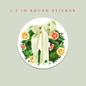 Matte Round Sticker/Envelope Seal: Oranges Wreath Little Women