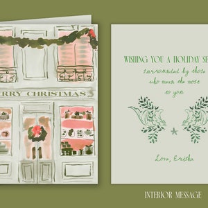 Christmas Card: Christmas Patisserie {Stationary Notecards, Personalized, Watercolor, Custom, Fashion Drawing, Girly} Custom