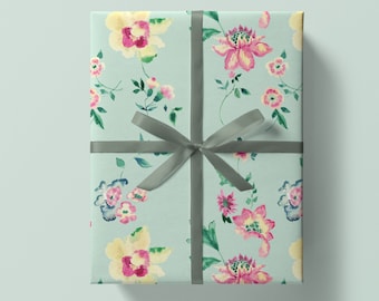 Chic Wrapping Paper: Midge Chinoiserie Gift Wrap (pink and green wrapping paper) {Christmas, Holiday, Birthday, Gift Wrap}