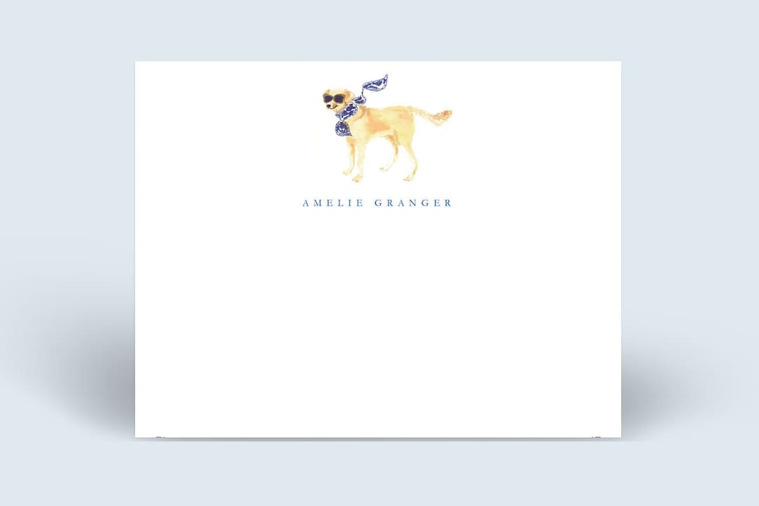 Personalized Stationery Golden Retriever Scarf & Sunnies stationary