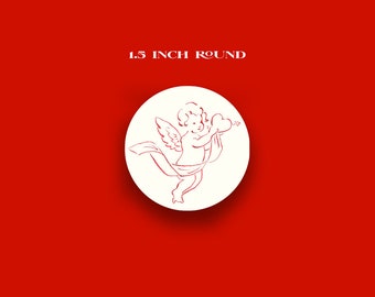 Matte Round Sticker/Envelope Seal: Cupid Cherie 2024