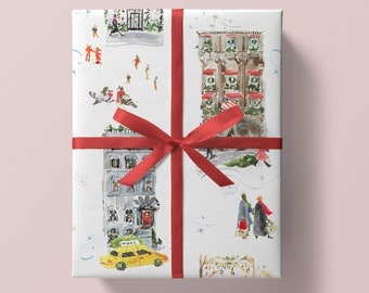 Papel de regalo navideño: Aceras de la ciudad {Navidad, vacaciones, cumpleaños, papel de regalo} Sección de envoltura Ciudad navideña