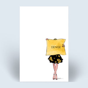 Personalized Notepad: Sign Girl School Colors Black & Gold {Paper Notepad, To Do List, Office Organization, Office Supplies, Grocery List}