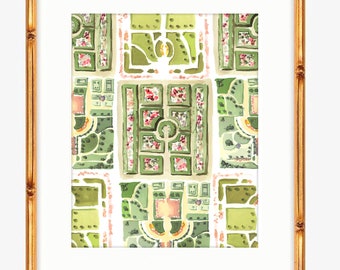 Art Print: French Gardens {Cute Wall Art, Home Decorating, Original Painting, Watercolor, Wall Decor, Interior Design, Ideas}