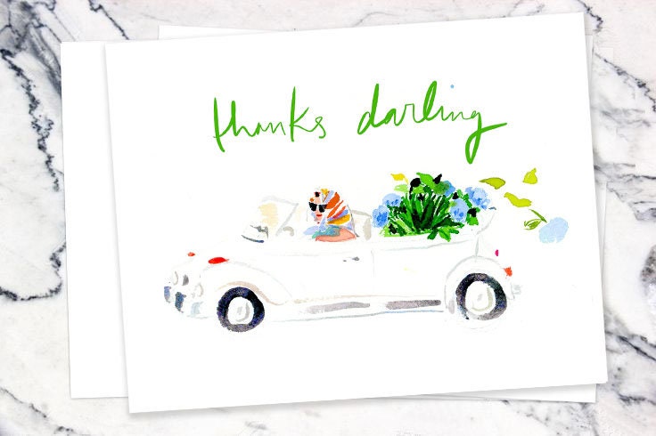 Thank You Cards: Speeding Into Spring stationary Notecards | Etsy