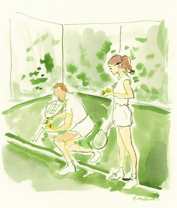 Tennis Print Set: Audrey Hepburn and Mel Ferrer Tennis Lessons