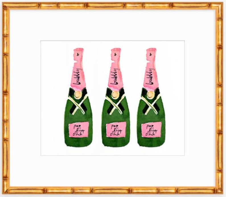 Bar Cart Art: Champagne Trio Cute Wall Art Home Decorating | Etsy