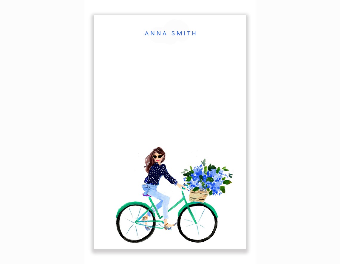 Personalized Notepad: Bike Girl paper Notepad to Do List | Etsy