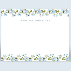 Personalized Stationery: Blue Floral Chintz Stationery {Stationary Notecards, Personalized, Watercolor, Custom, Fashion Drawing, Girly}