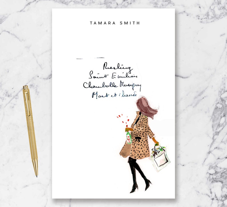 Leopard Coat Girl Personalized Notepad Paper Notepad, To Do List, Fashion Illustration, Office Organization, Office Supplies, Grocery List image 1