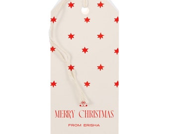 Personalized Christmas Gift Tags: Red Holiday Star {Holiday Gift Tags} (Holiday Hotel)