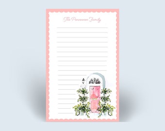 Personalized Notepad: Pink Topiary Door With Title {Paper Notepad, To Do List, Realtor, Closing Gift, Office Supplies, Grocery List}