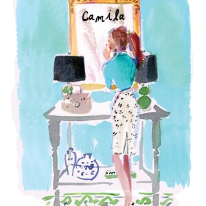 Personalized Cards: Out the Door {Stationary Notecards, Personalized, Watercolor, Custom, Fashion Drawing, Girly}