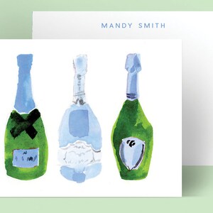 Personalized Stationery: Blue Bubbly {Stationary Notecards, Personalized, Watercolor, Custom, Fashion Drawing, Girly}