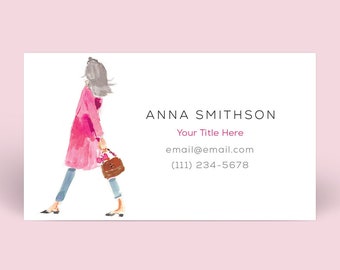 Custom Business/Calling Cards: Pink Coat Headband Girl