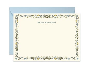 Filigree Border Stationery {Stationary Notecards, Personalized, Watercolor, Monogram, Custom, Girly}