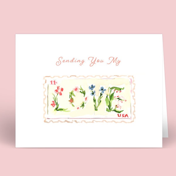 Valentine's Cards: Sending You My Love (Galentines, Folded Card)