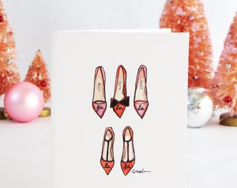 Set of Illustrated Christmas Cards: Fa La La Shoes { Fashion Christmas Card }